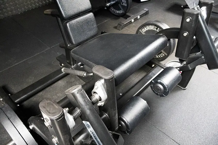 ISO leg extension machine upstairs at Iron Raven Powerlifting Club, Kent