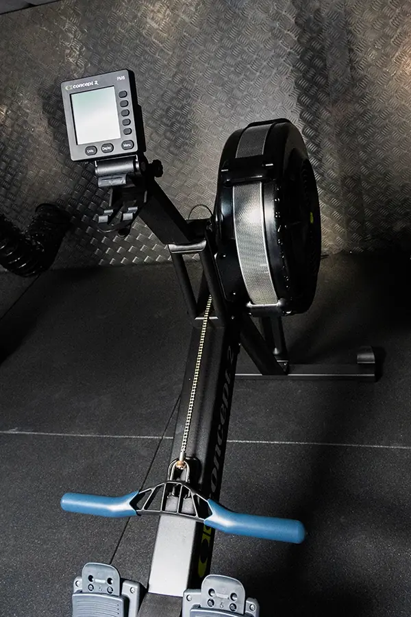 Concept 2 rower upstairs at Iron Raven Powerlifting Club, Kent