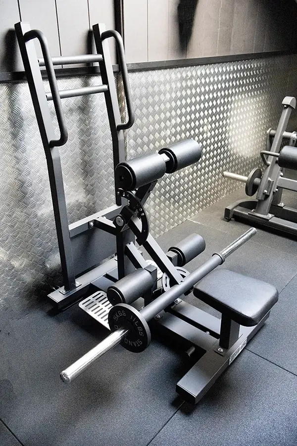 Standing hip thrust machine upstairs at Iron Raven Powerlifting Club